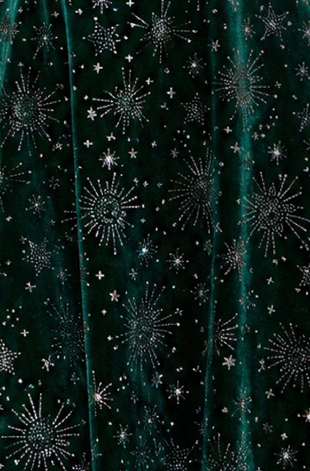 Yumi Women's Green Starburst Foil Print Skater Dress with Square Neckline