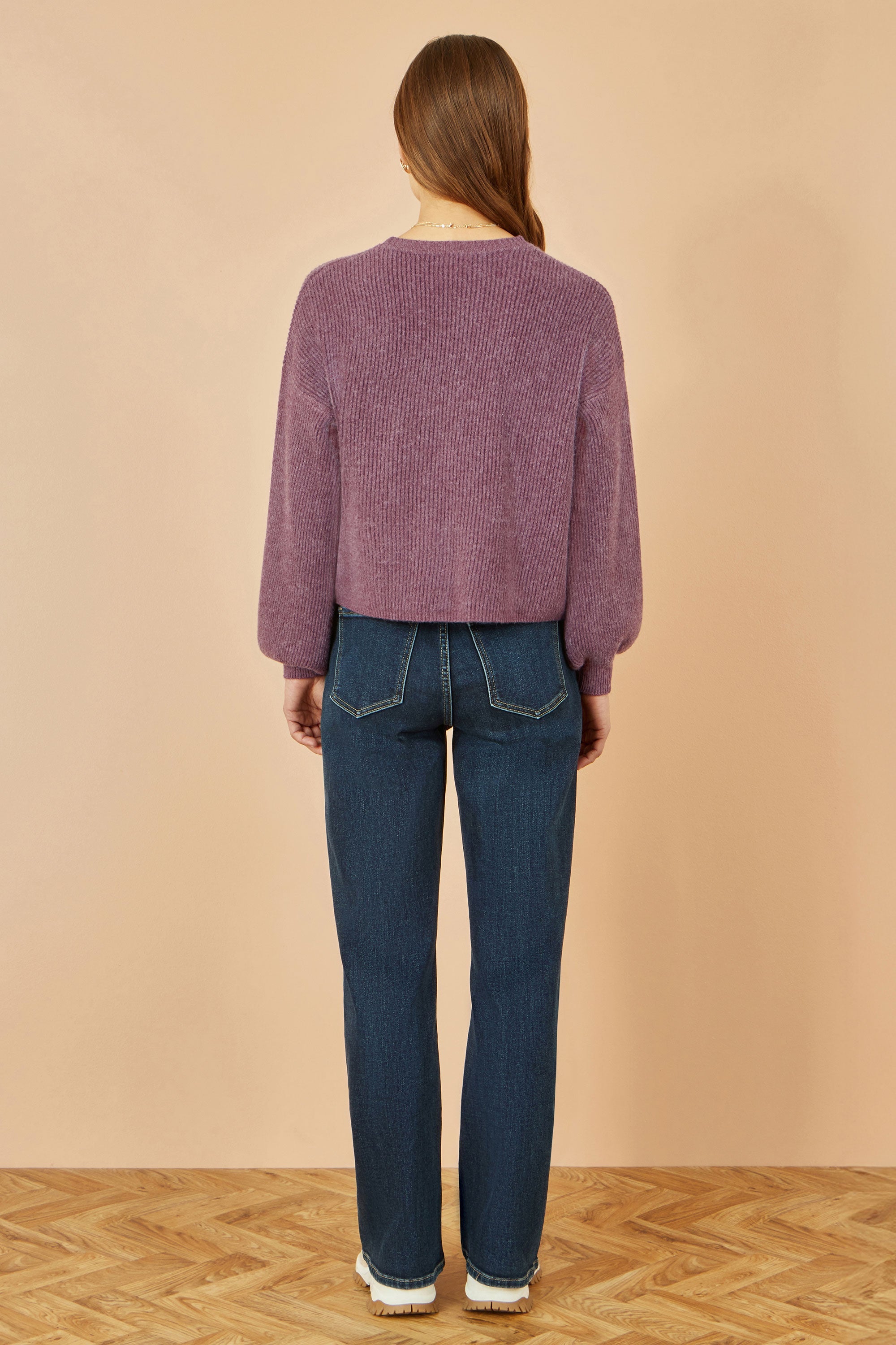 Yumi Purple Marl Knit Cardigan