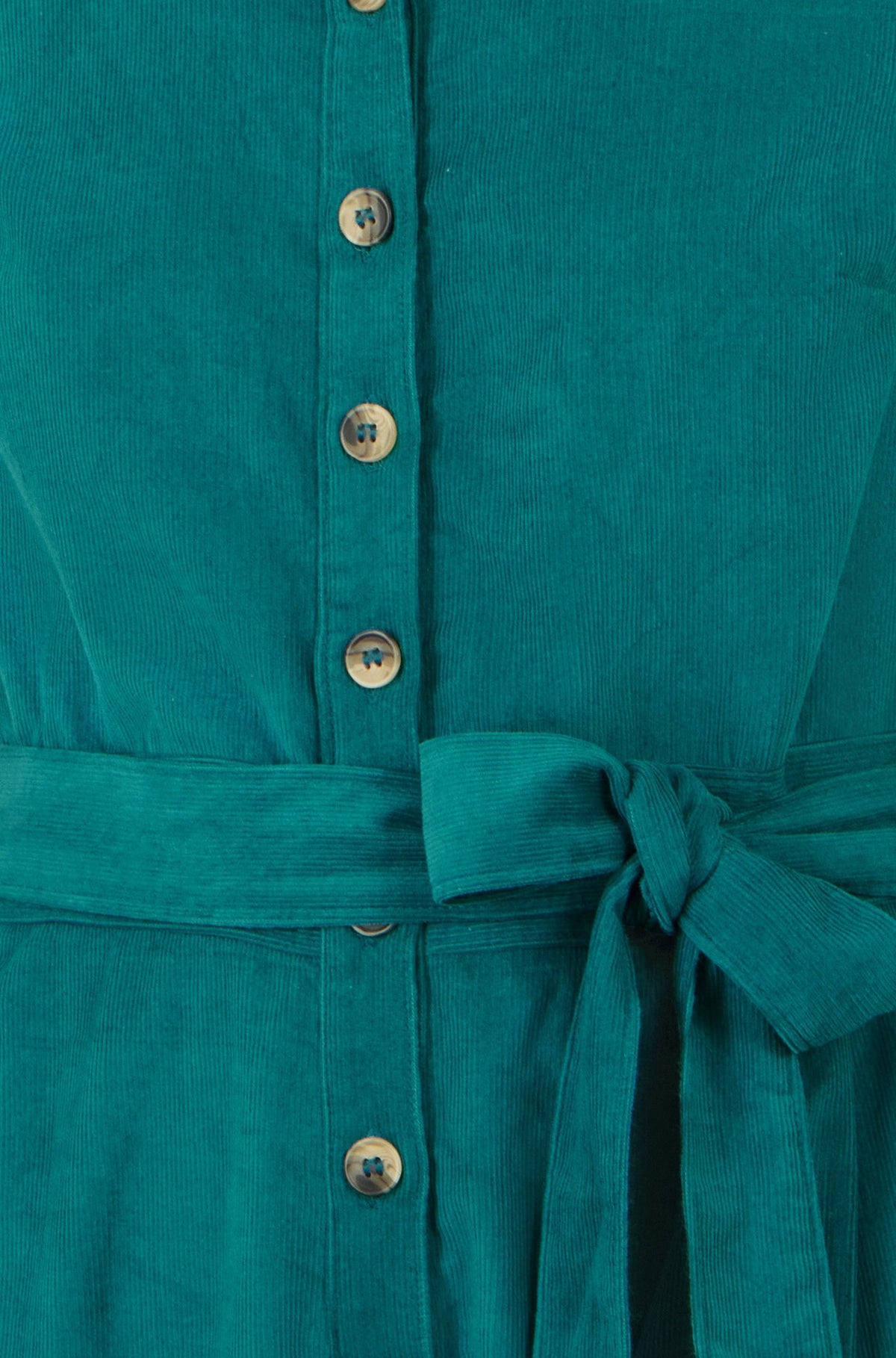 Yumi Women's Teal Cotton Corduroy Wide Leg Jumpsuit with Tie Waist Belt