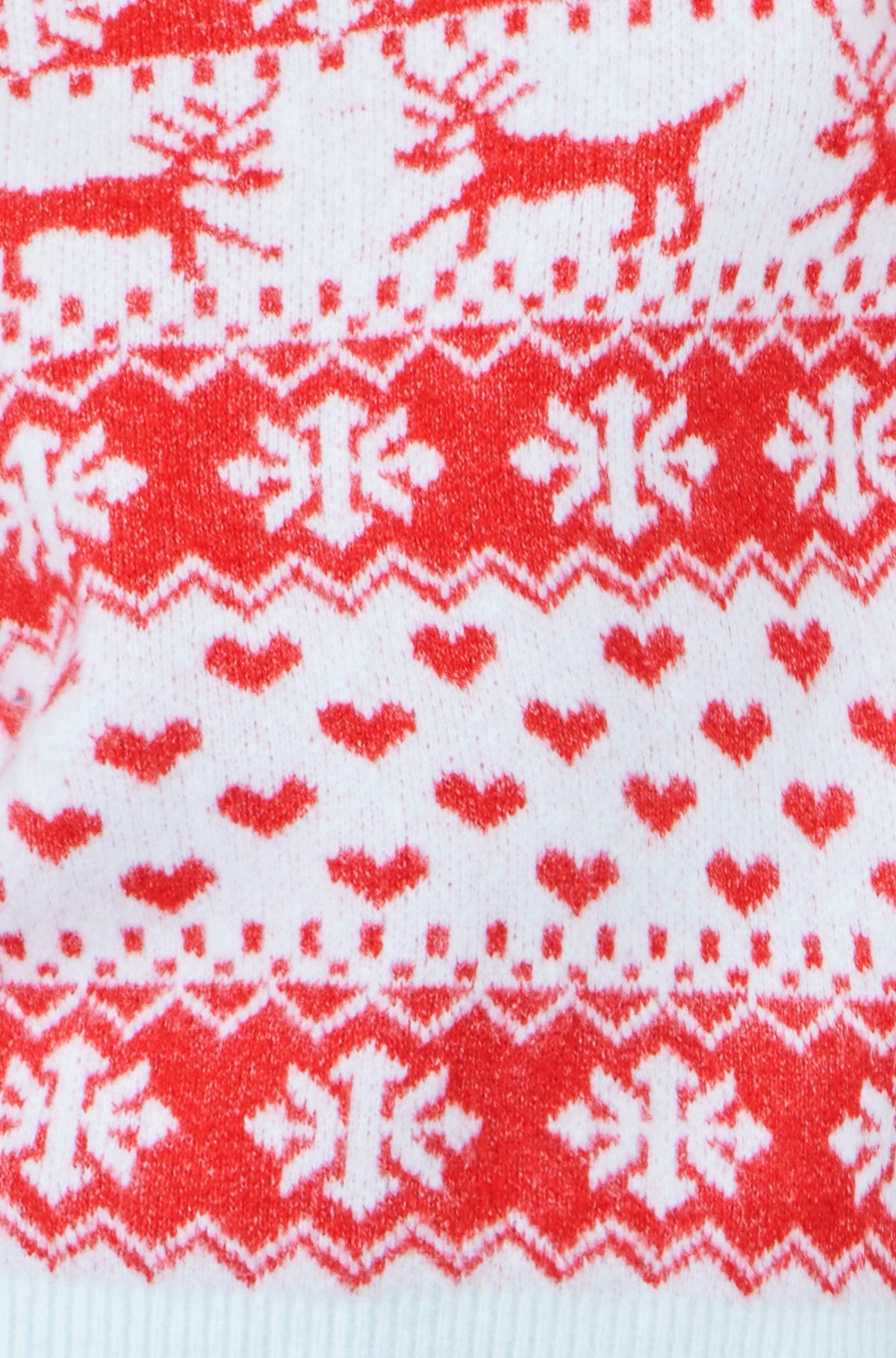 Yumi Women's Red Fairisle Christmas Jumper with Reindeer and Heart Motifs