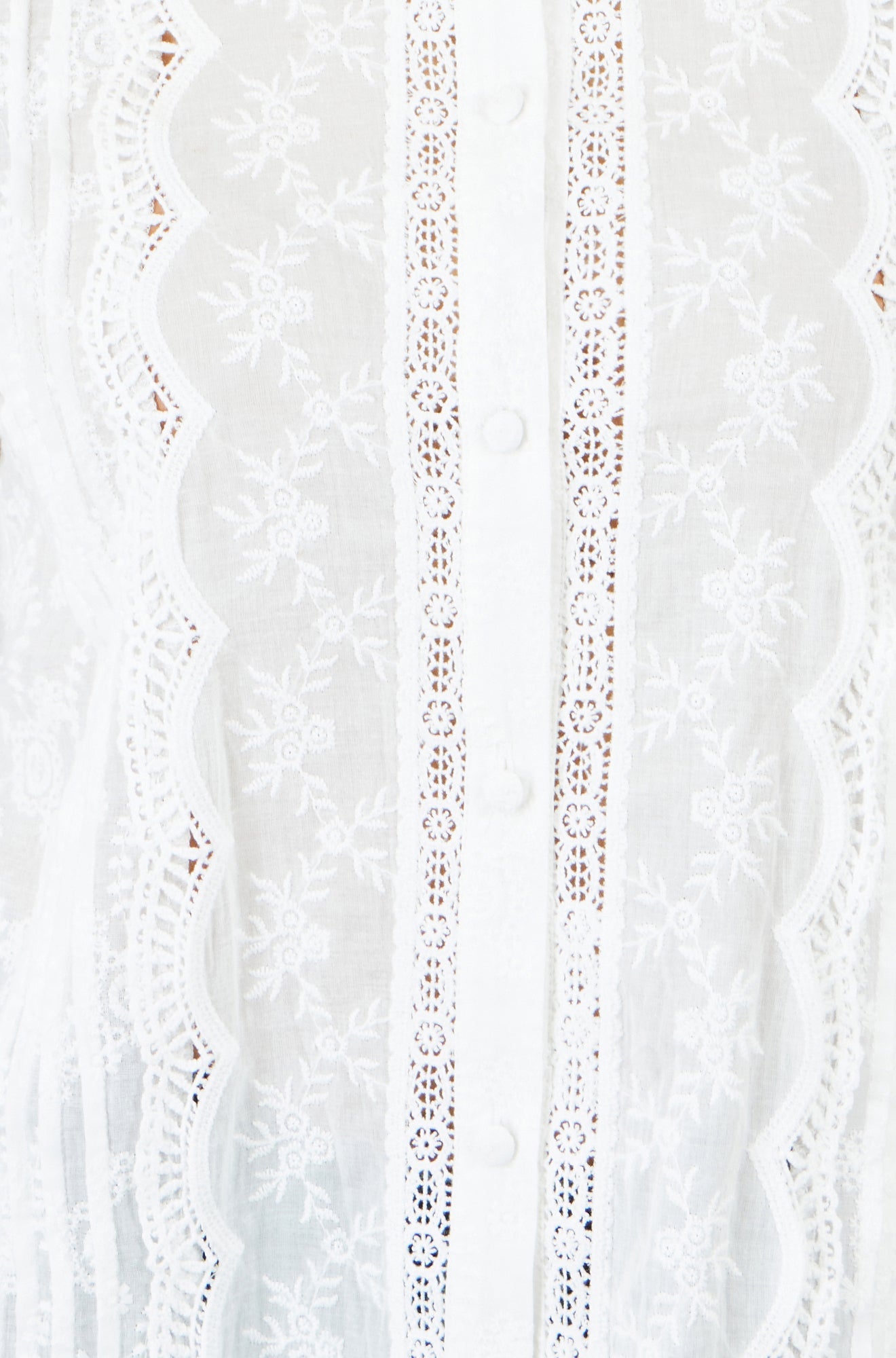 Yumi White Floral Cotton Shirt With Lace Details - additional view 7