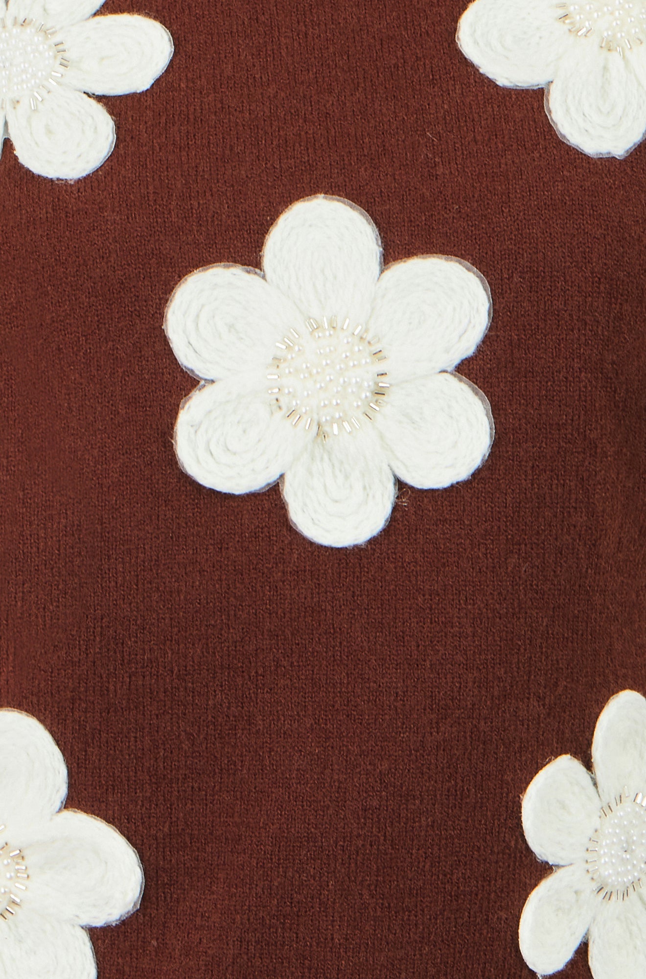 Yumi Women's Brown Flower Appliqué Beaded Knit Tank Top