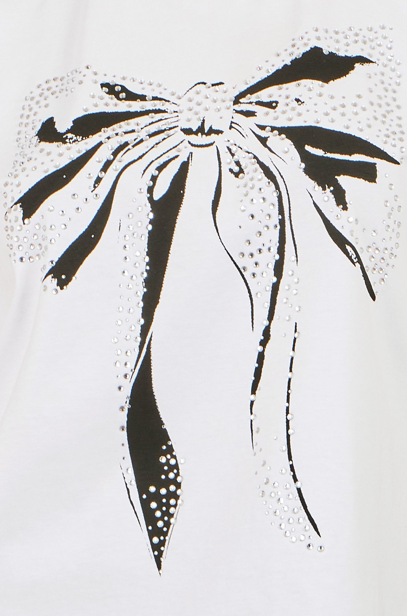 Yumi Women's White Bow Print Stud Embellished Cotton T-Shirt Sizes 8–18