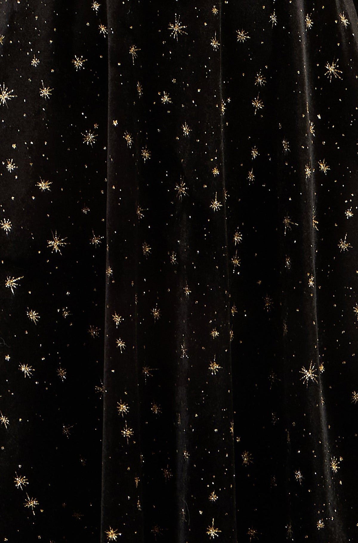 Yumi Women's Black Velvet Skater Dress with Shimmering Foil Star Print
