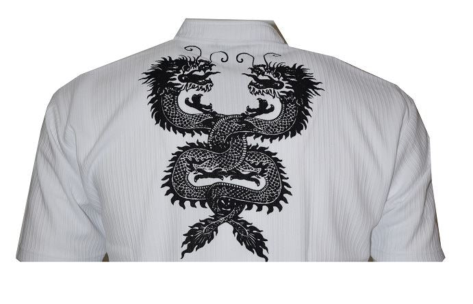 Mens Easy Care Dragon Printed Mandarin Collar Tee Shirt in Size Small to 9XL