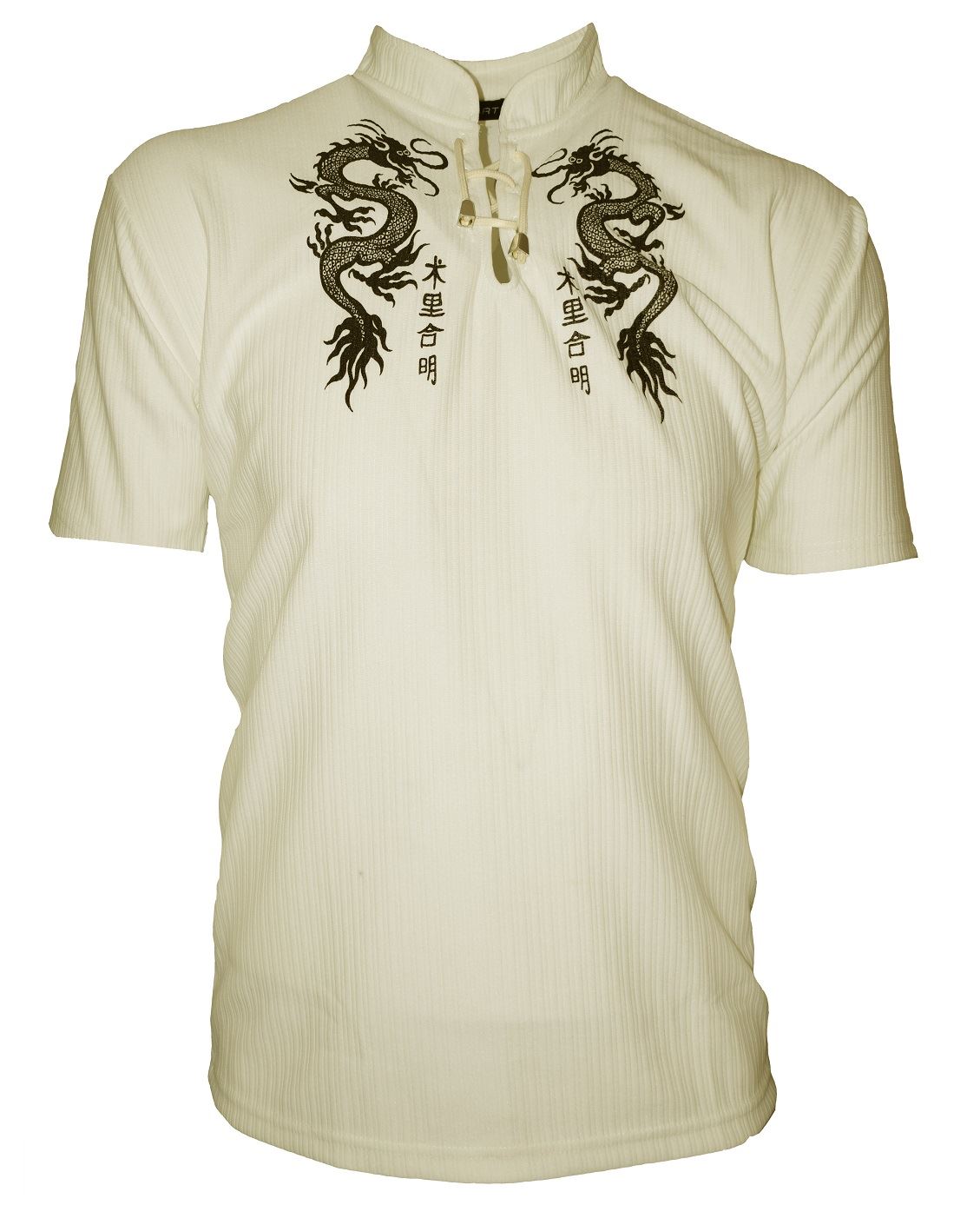 Mens Easy Care Dragon Printed Mandarin Collar Tee Shirt in Size Small to 9XL