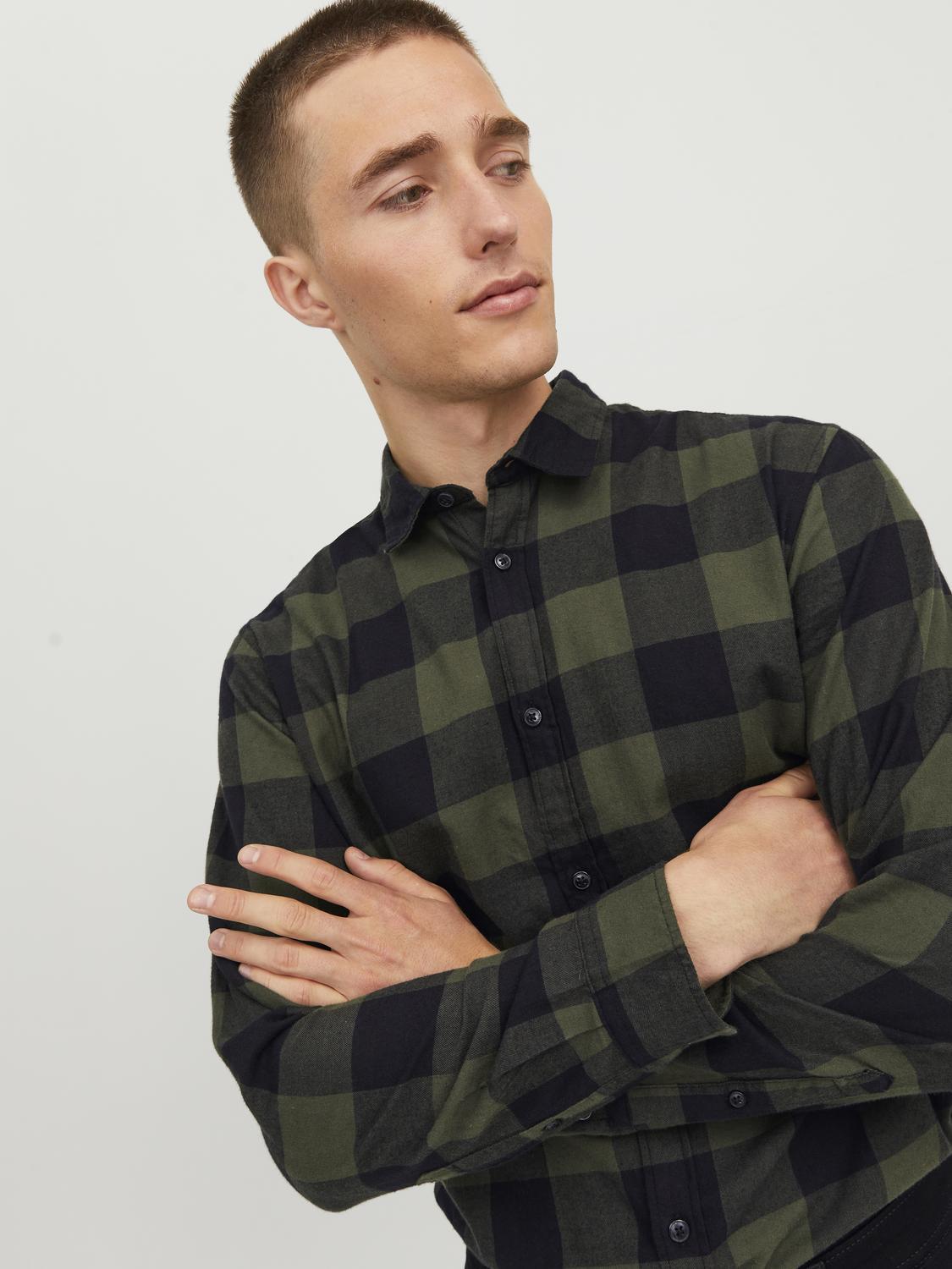 Jack & Jones Twill Checked Shirt With Long Sleeves For Men (JJEGINGHAM) in 5 Colours, L-XL