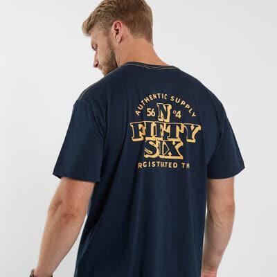 North 56* Men's Premium Cotton Printed Tee Shirt (21349) 2XL-8XL in Navy