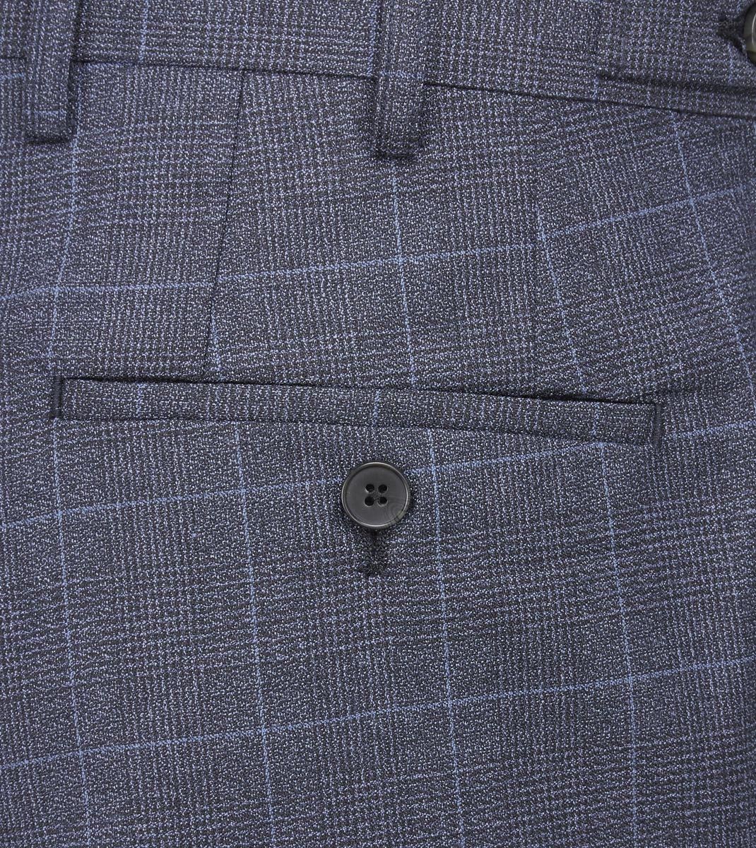 Skopes Men's Tailored Fit  Anello Check Pattern Suit Trouser in Blue Waist 32 to 56