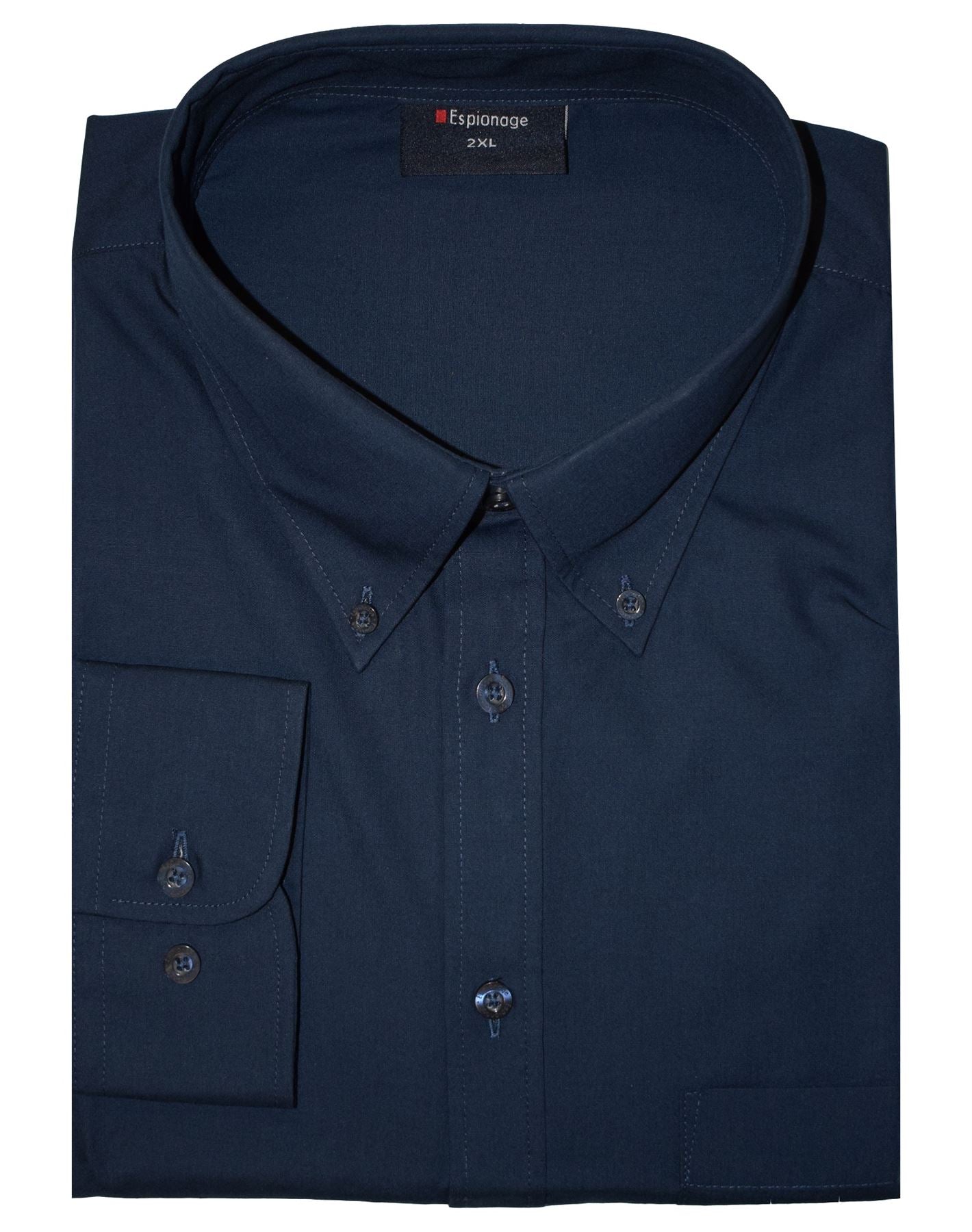 Espionage Big Size Mens Cotton Rich Long Sleeve Plain Shirt (150) 2XL - 8XL, 7 Colours