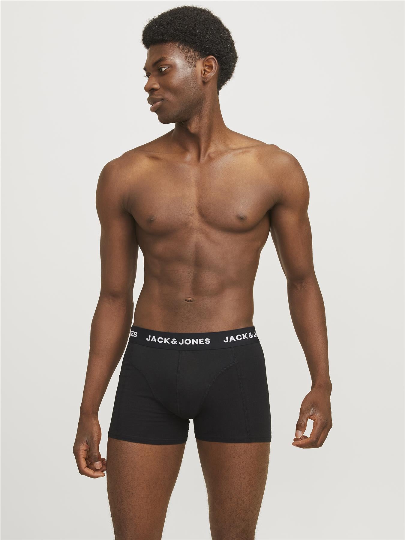 Jack & Jones Trunks 3 Pack For Men in Black (JACANTHONY) in Black, M-XL