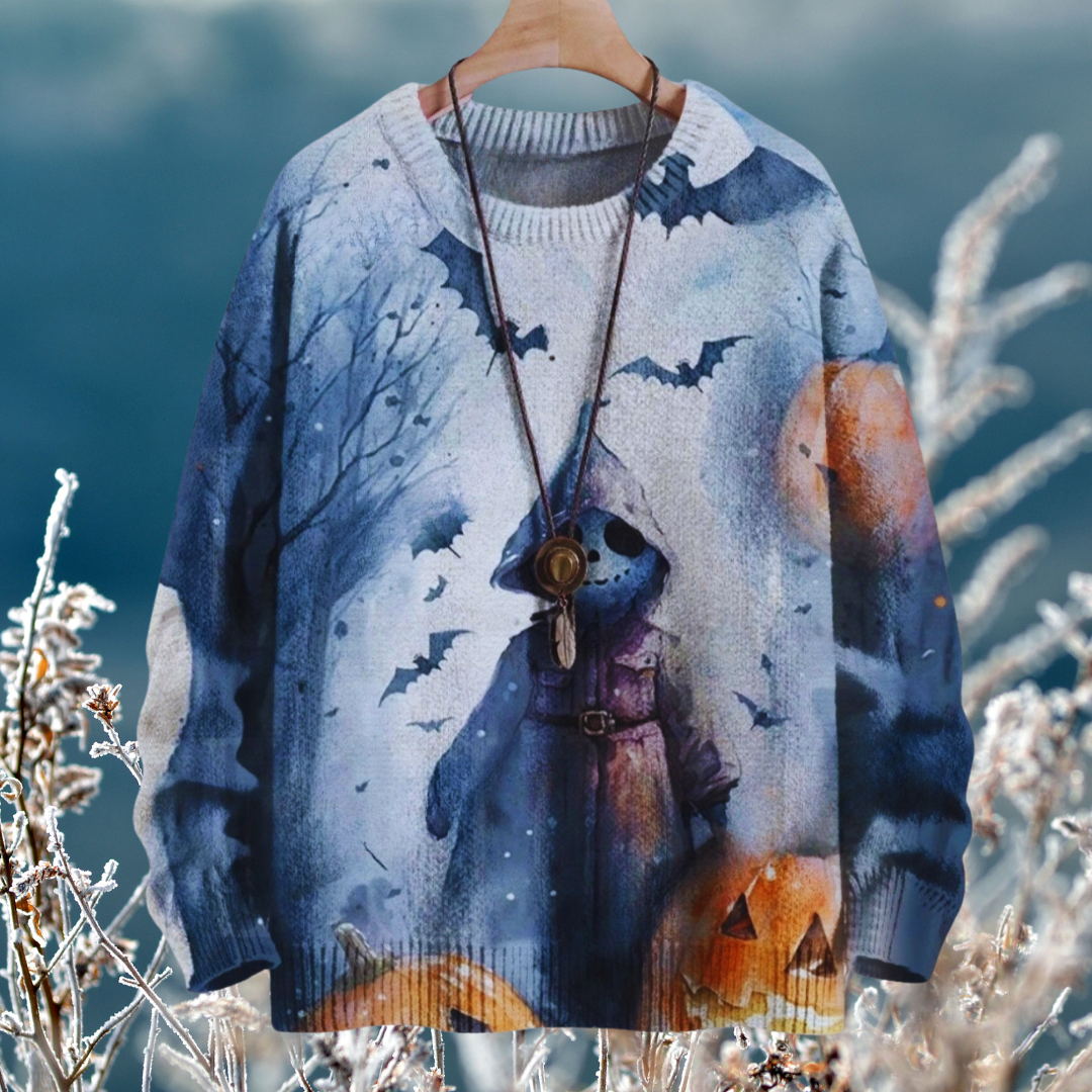 Halloween Raven and Floral 3D Printed Knitted Sweater SELECTION – Unisex Casual Pullover