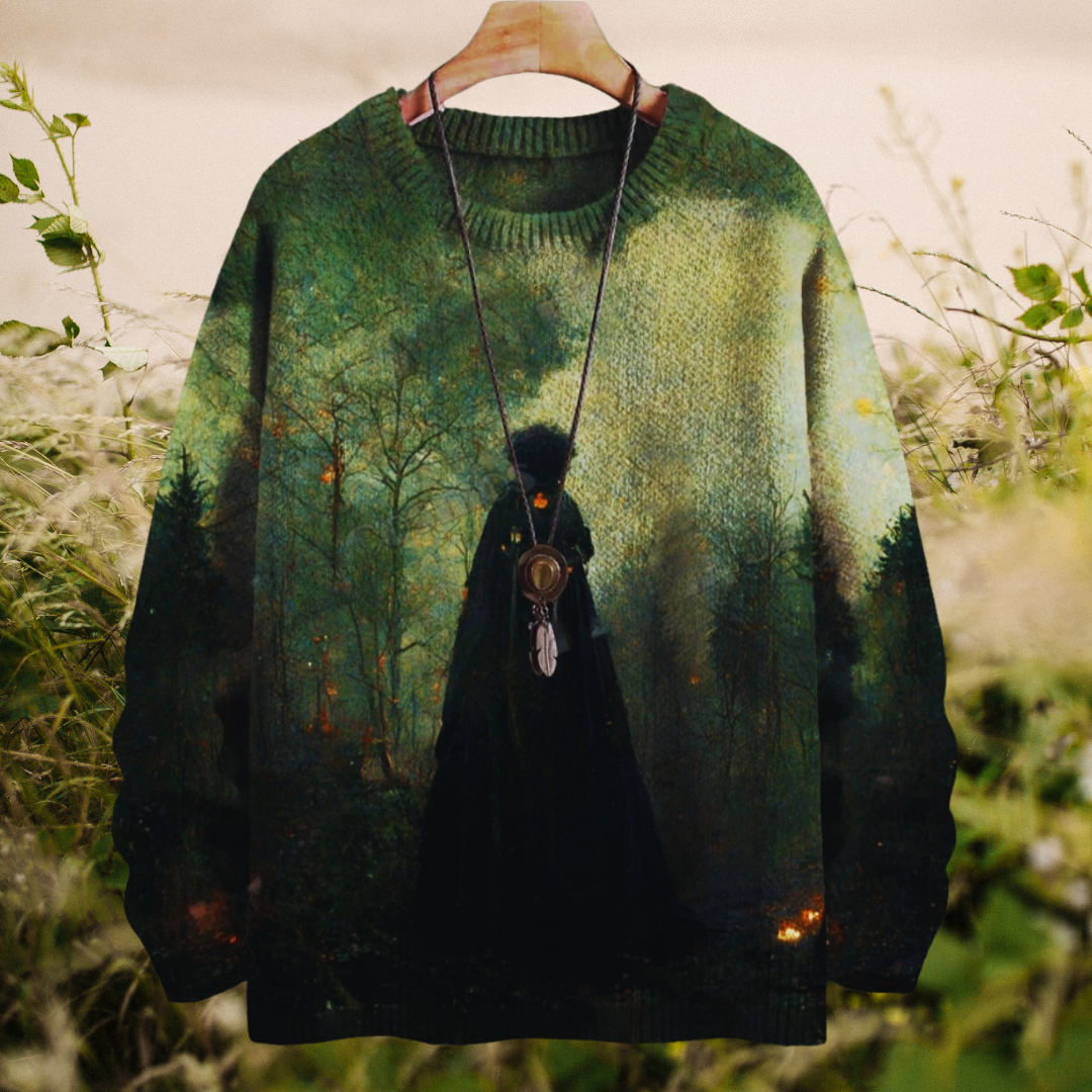Halloween Raven and Floral 3D Printed Knitted Sweater SELECTION – Unisex Casual Pullover