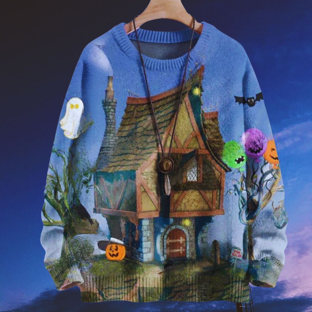 Halloween Raven and Floral 3D Printed Knitted Sweater SELECTION – Unisex Casual Pullover
