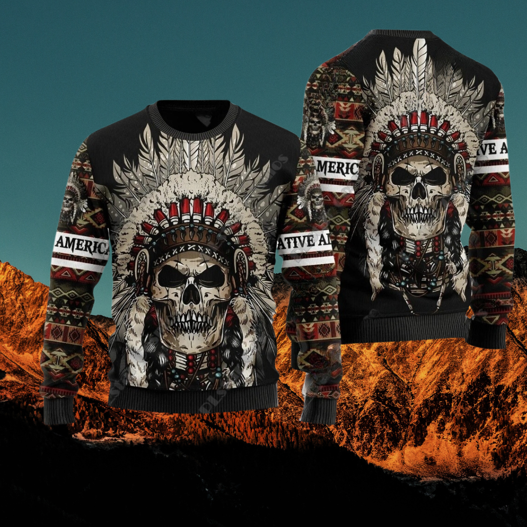 Native Indian Wolf Feather Dream Catcher Art Design Unisex Ugly Sweater (Short to Plus-Size) selection