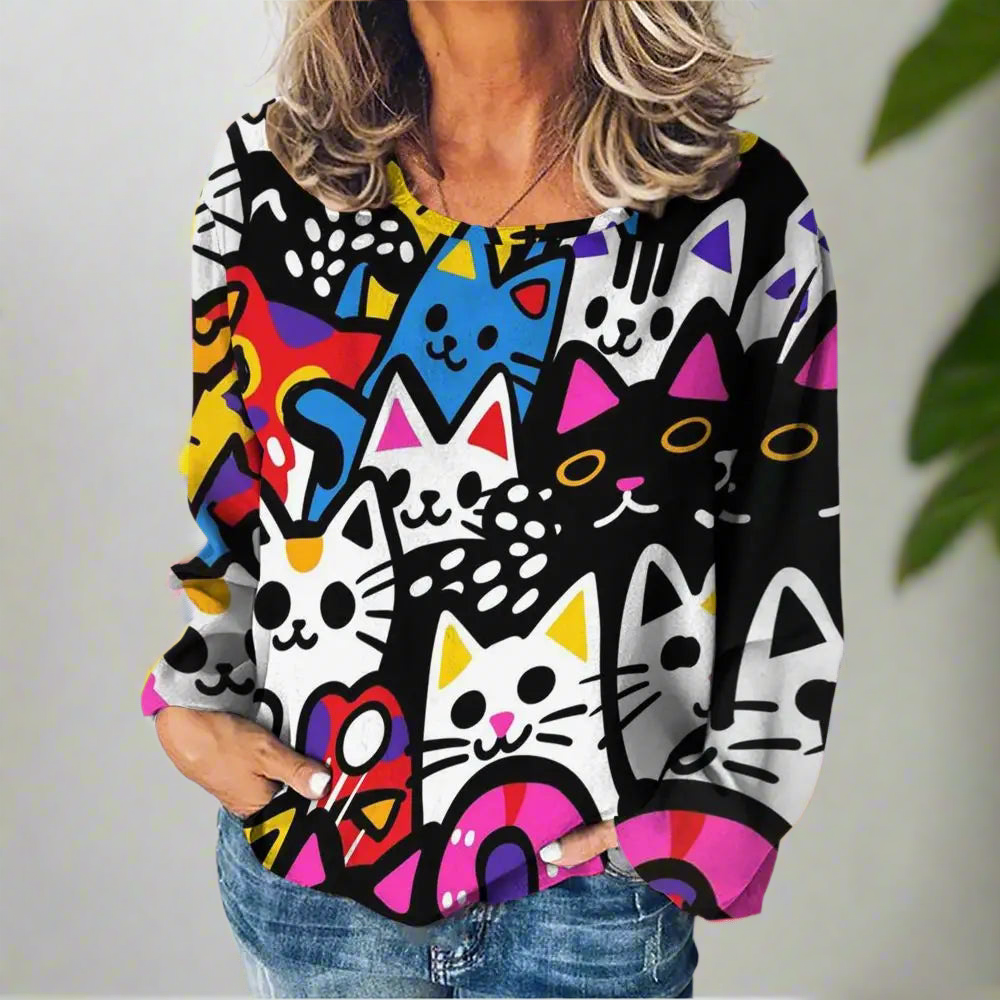 Stylish Cat Patchwork Unisex Sweatshirt (Size S to XXXL) Collection - Ltd Time Only!