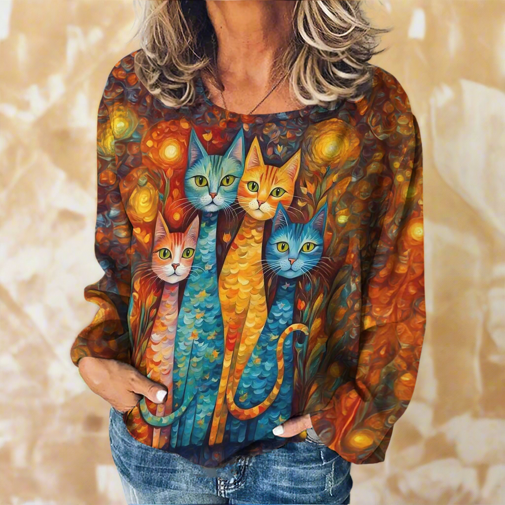 Stylish Cat Patchwork Unisex Sweatshirt (Size S to XXXL) Collection - Ltd Time Only!