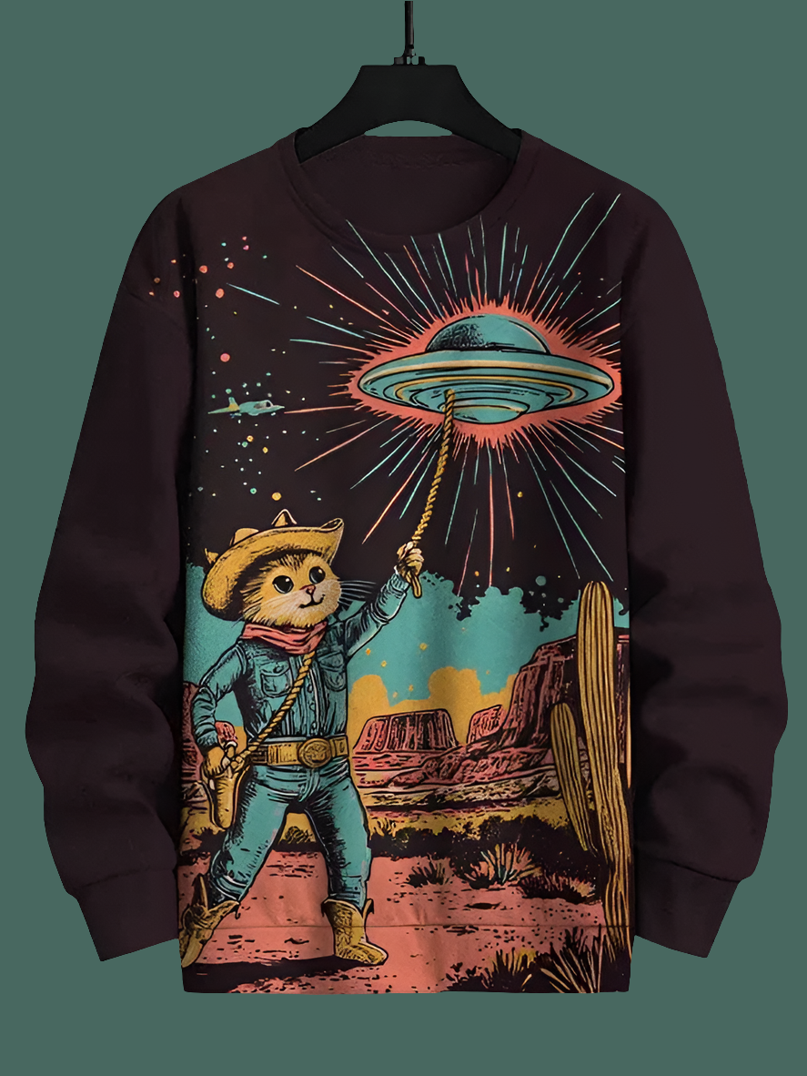 Cat Printed Japanese Art Prints Casual Sweatshirt Collection