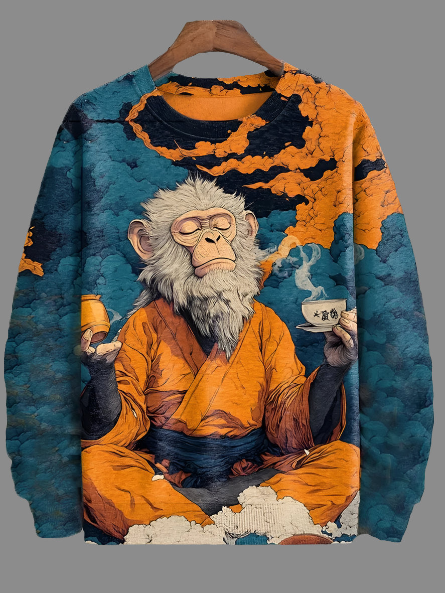 Cat Printed Japanese Art Prints Casual Sweatshirt Collection