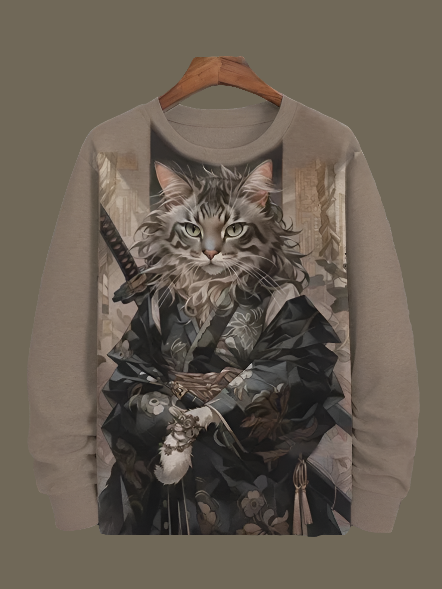 Cat Printed Japanese Art Prints Casual Sweatshirt Collection