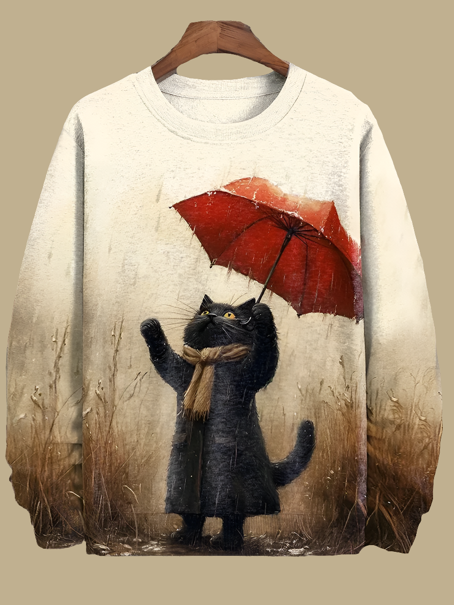 Cat Printed Japanese Art Prints Casual Sweatshirt Collection