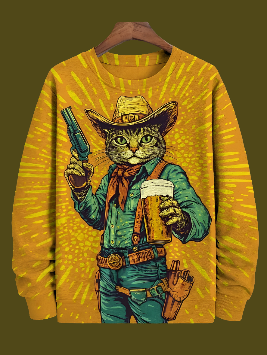 Cat Printed Japanese Art Prints Casual Sweatshirt Collection