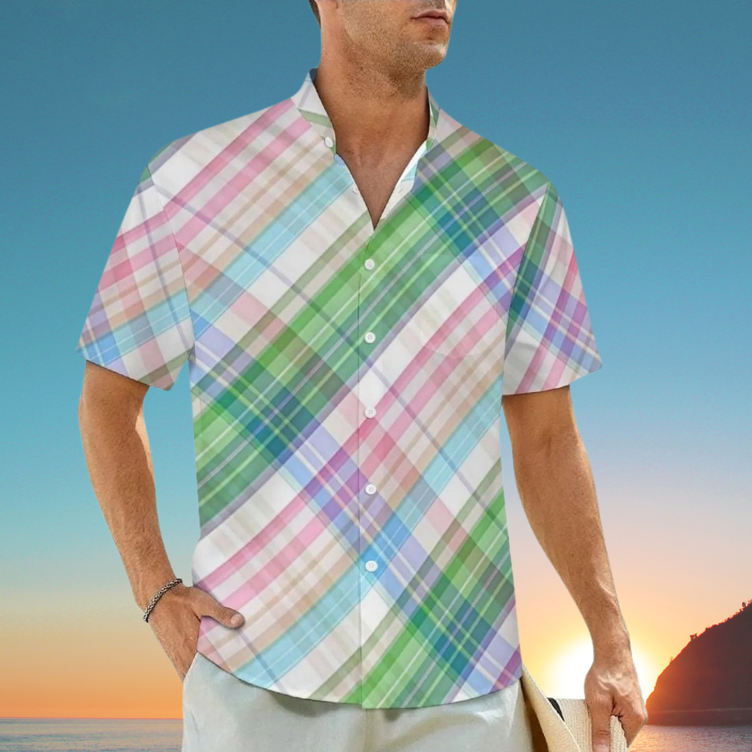 1.Men's Casual Funky Art Short Sleeve Collared Beach Shirts Collection