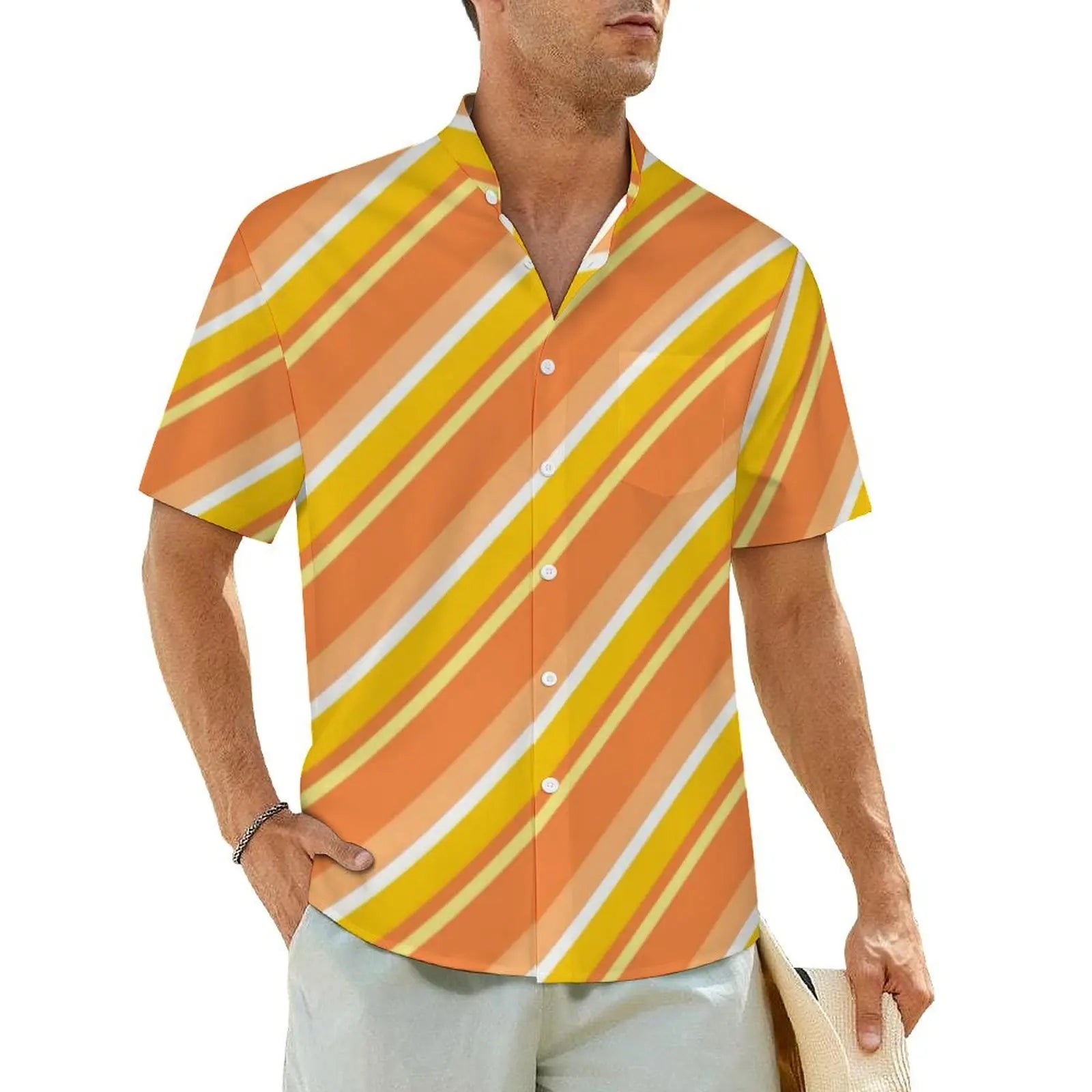 3.Men's Casual Funky Art Short Sleeve Collared Beach Shirts Collection
