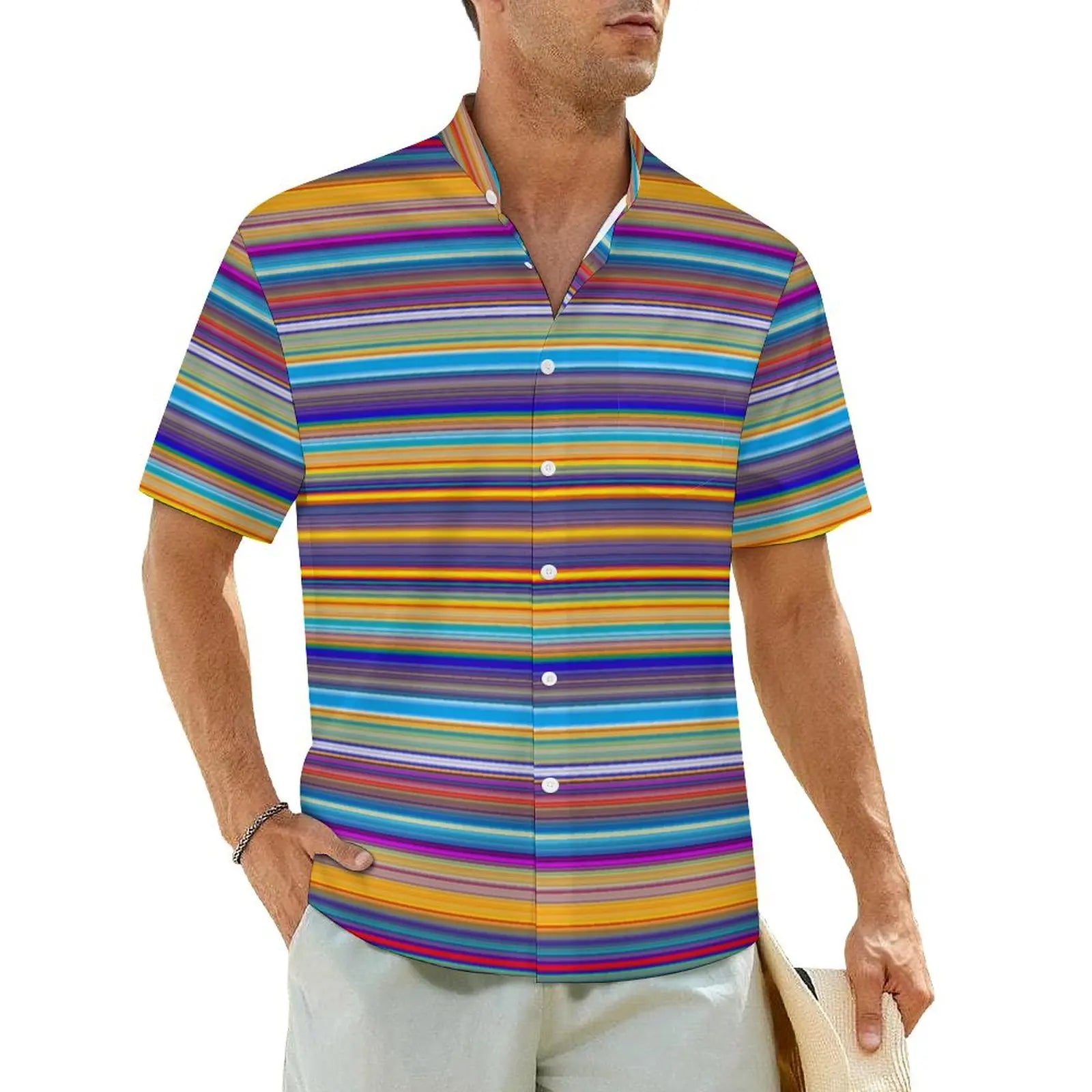 3.Men's Casual Funky Art Short Sleeve Collared Beach Shirts Collection