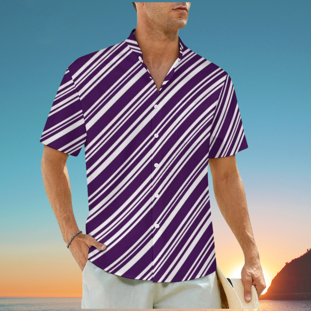 3.Men's Casual Funky Art Short Sleeve Collared Beach Shirts Collection