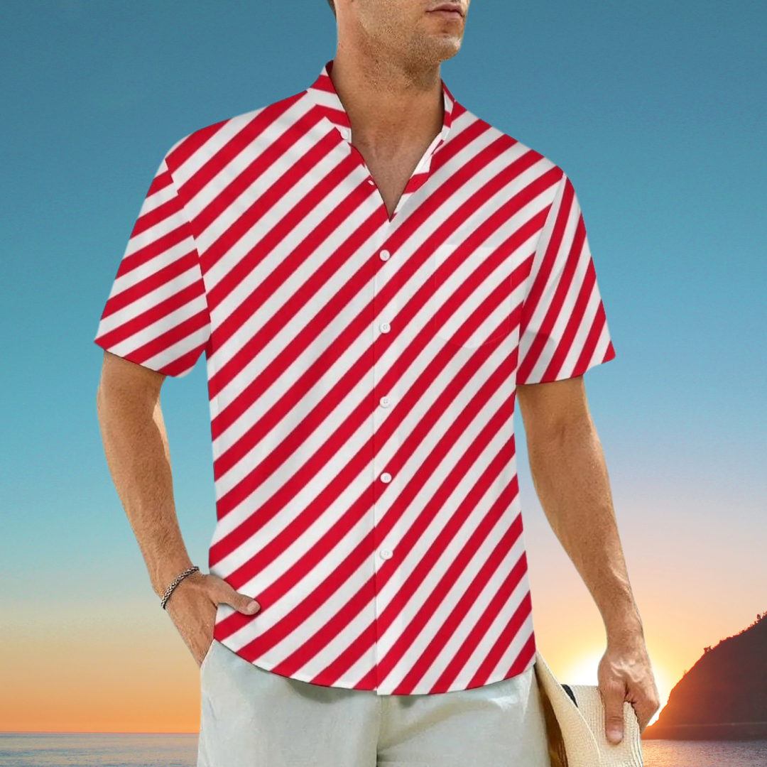 3.Men's Casual Funky Art Short Sleeve Collared Beach Shirts Collection