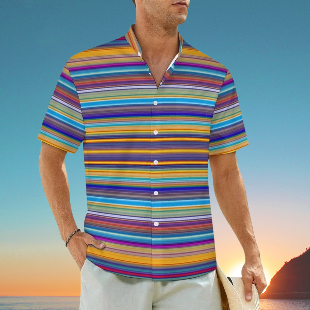 3.Men's Casual Funky Art Short Sleeve Collared Beach Shirts Collection