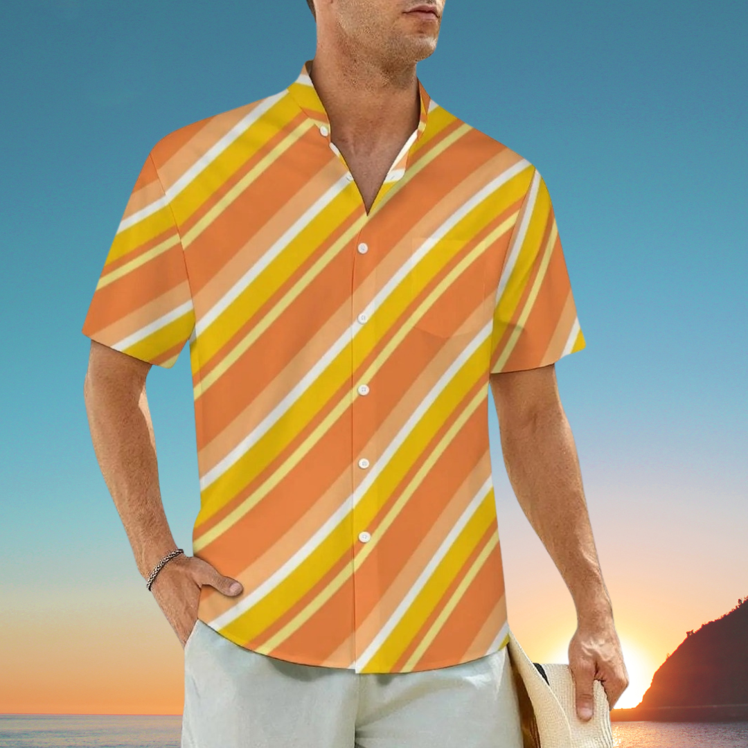 3.Men's Casual Funky Art Short Sleeve Collared Beach Shirts Collection