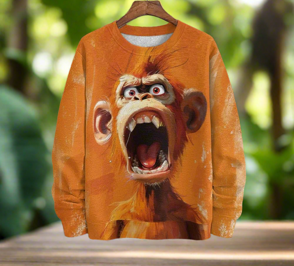 Unisex Sweatshirt with Funny Animal Faces (Sizes S-5XL)