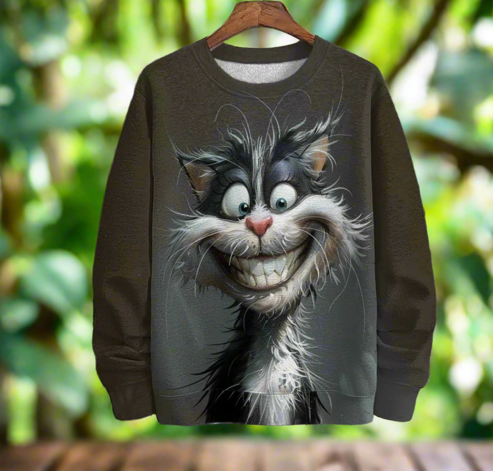 Unisex Sweatshirt with Funny Animal Faces (Sizes S-5XL)