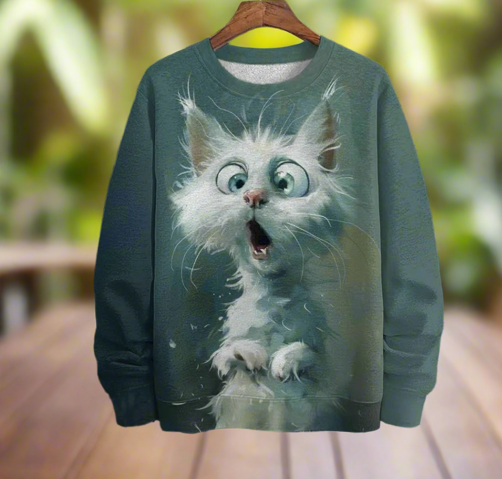 Unisex Sweatshirt with Funny Animal Faces (Sizes S-5XL)