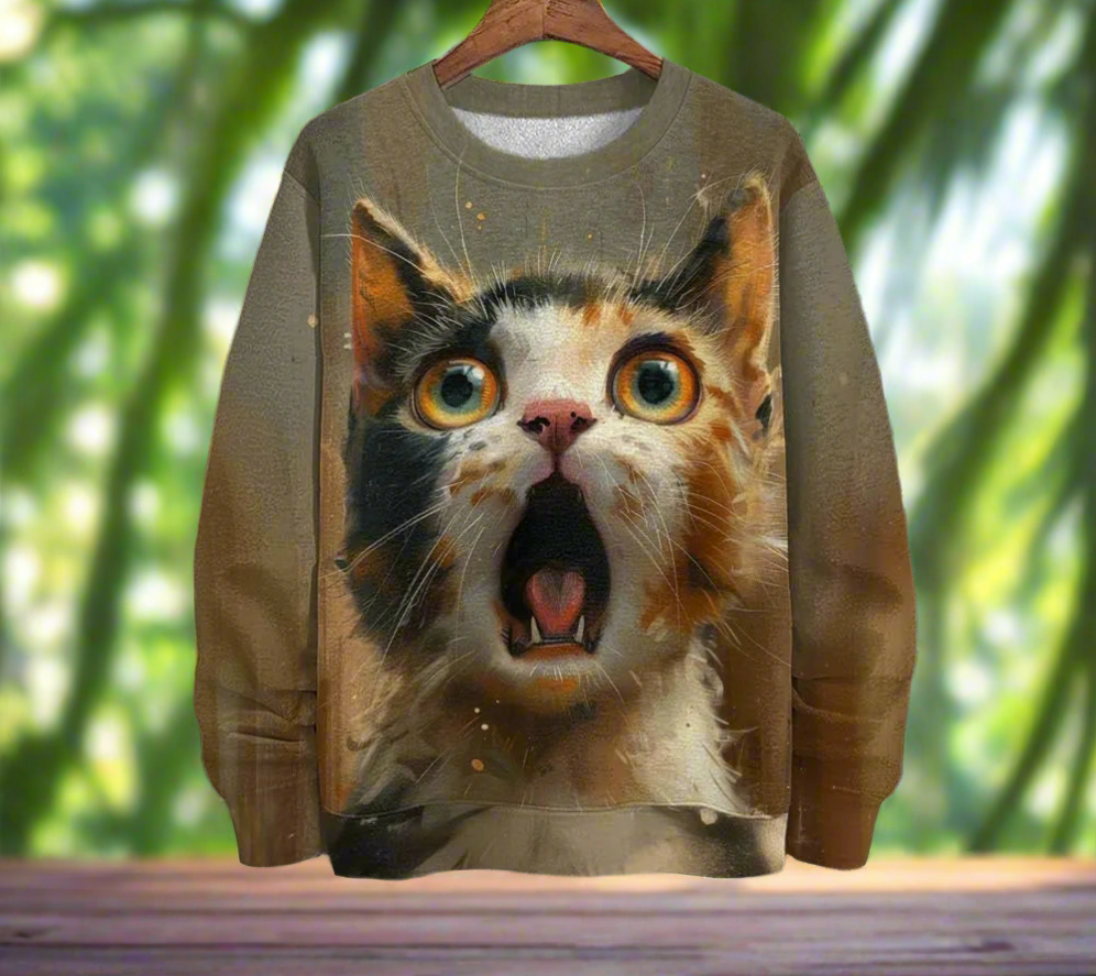 Unisex Sweatshirt with Funny Animal Faces (Sizes S-5XL)