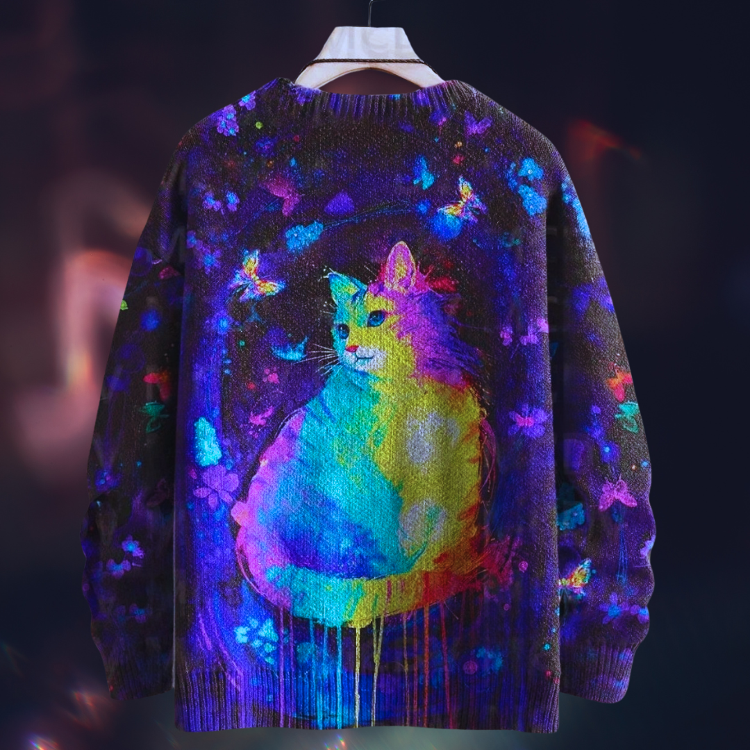 Unisex Vintage Cat Art Print Sweaters (XS-7XL)