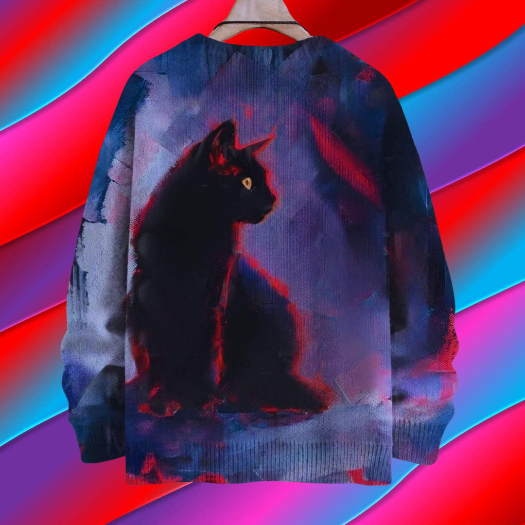 Unisex Vintage Cat Art Print Sweaters (XS-7XL)