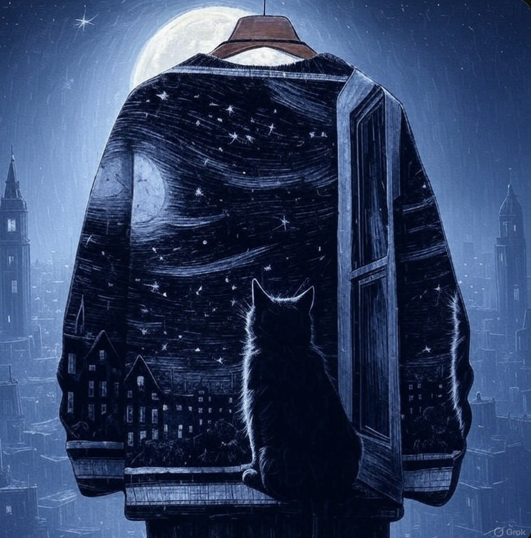 Unisex Vintage Cat Art Print Sweaters (XS-7XL)