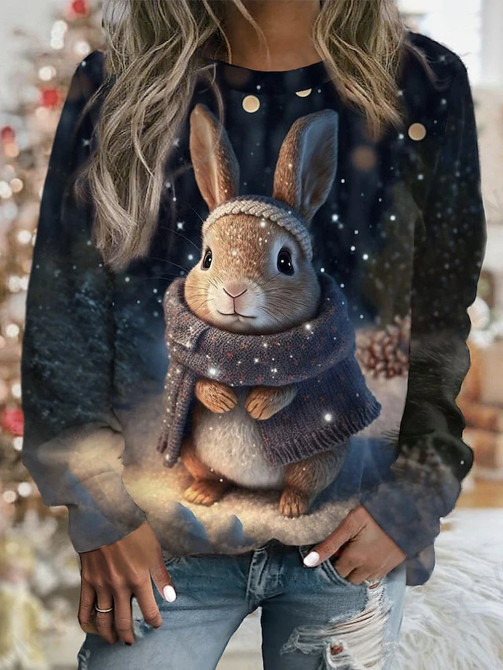 Cute Rabbit Women's O-Neck Sweatshirt Collection