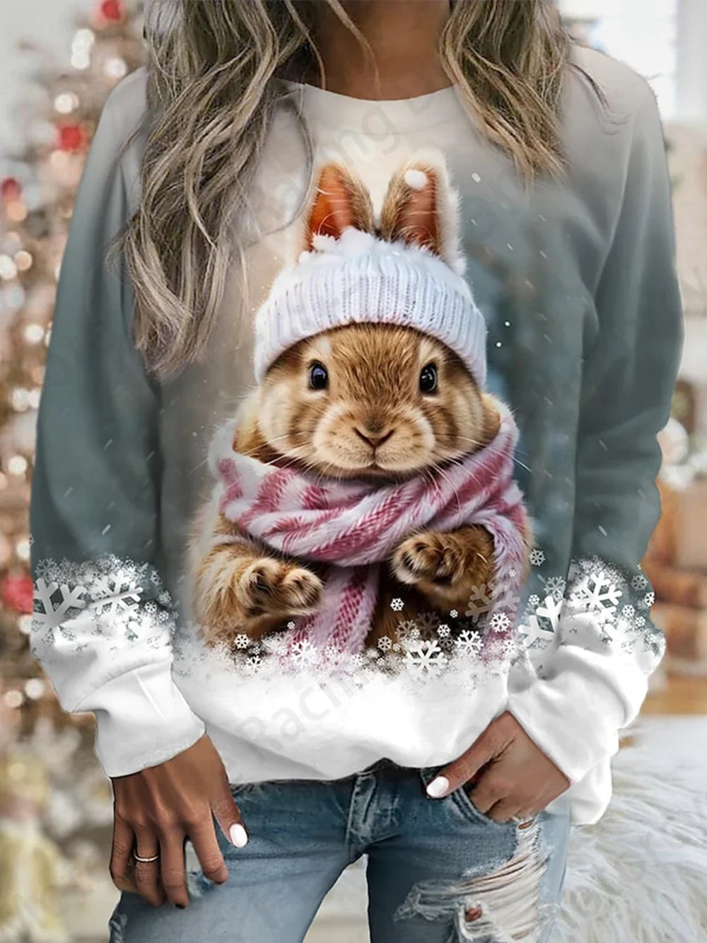 Cute Rabbit Women's O-Neck Sweatshirt Collection