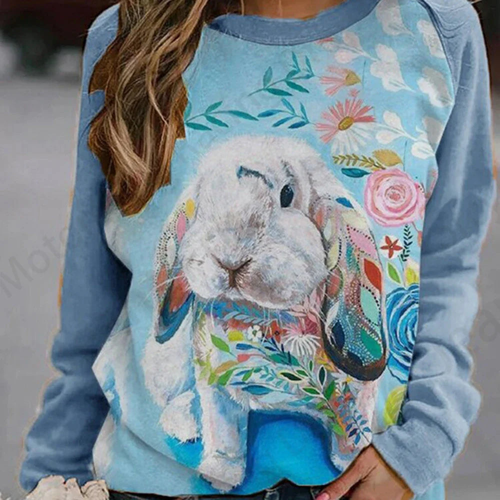 Cute Rabbit Women's O-Neck Sweatshirt Collection