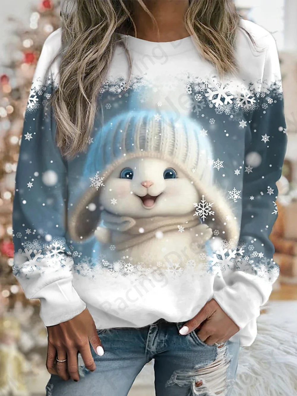 Cute Rabbit Women's O-Neck Sweatshirt Collection