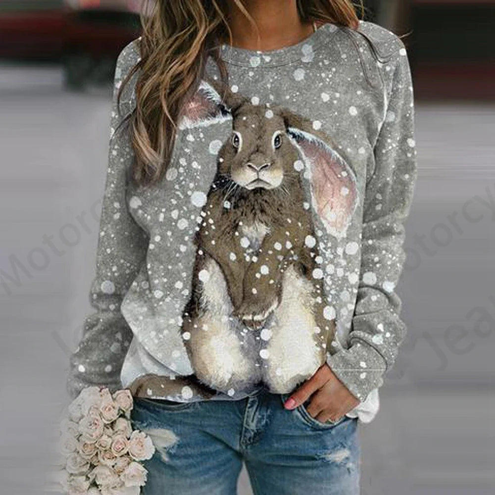 Cute Rabbit Women's O-Neck Sweatshirt Collection