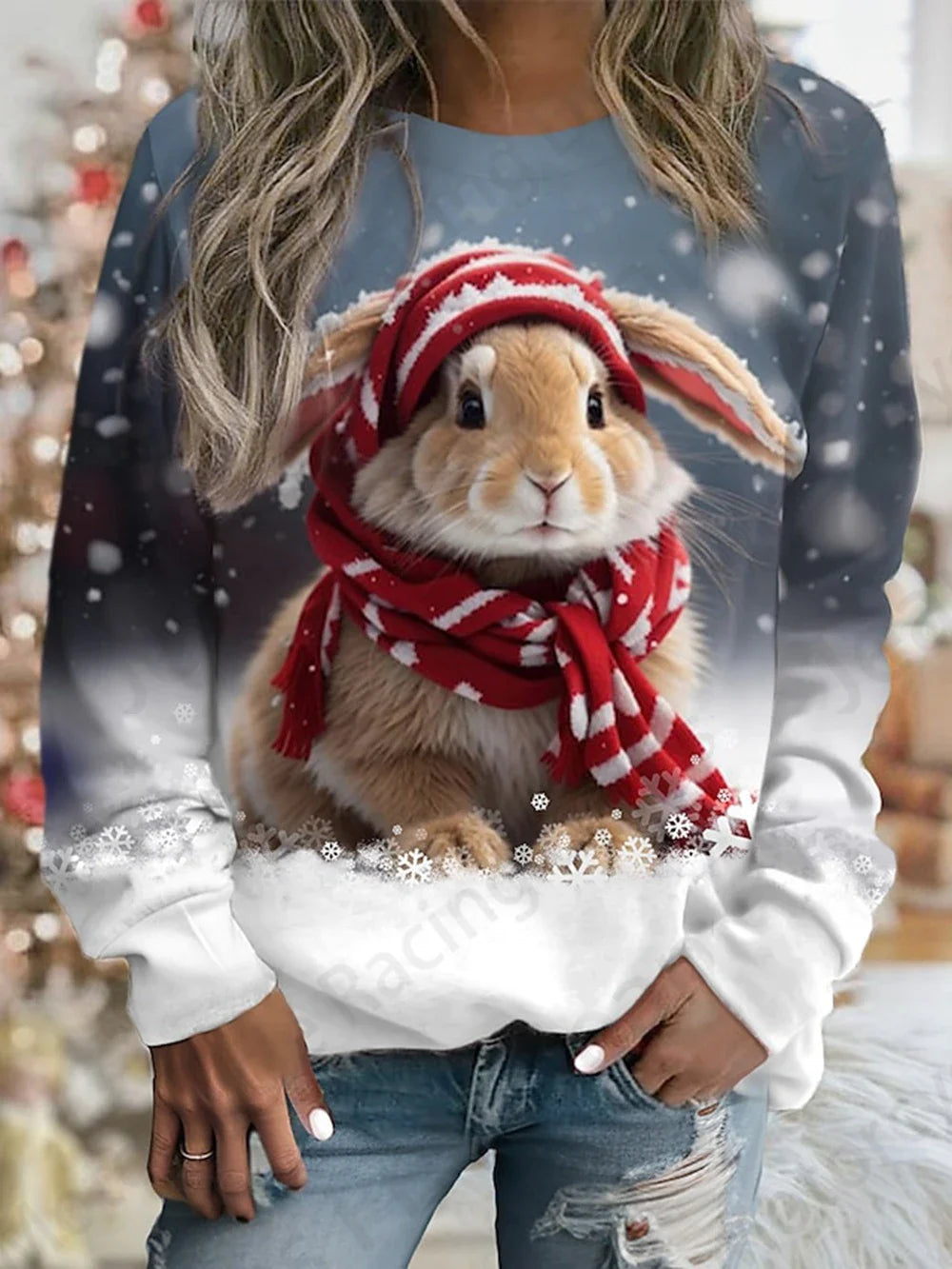 Cute Rabbit Women's O-Neck Sweatshirt Collection