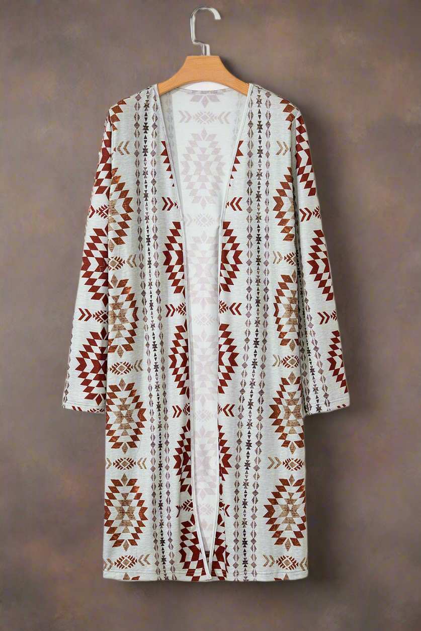 Cozy Western-Style Cardigan with Aztec Pattern