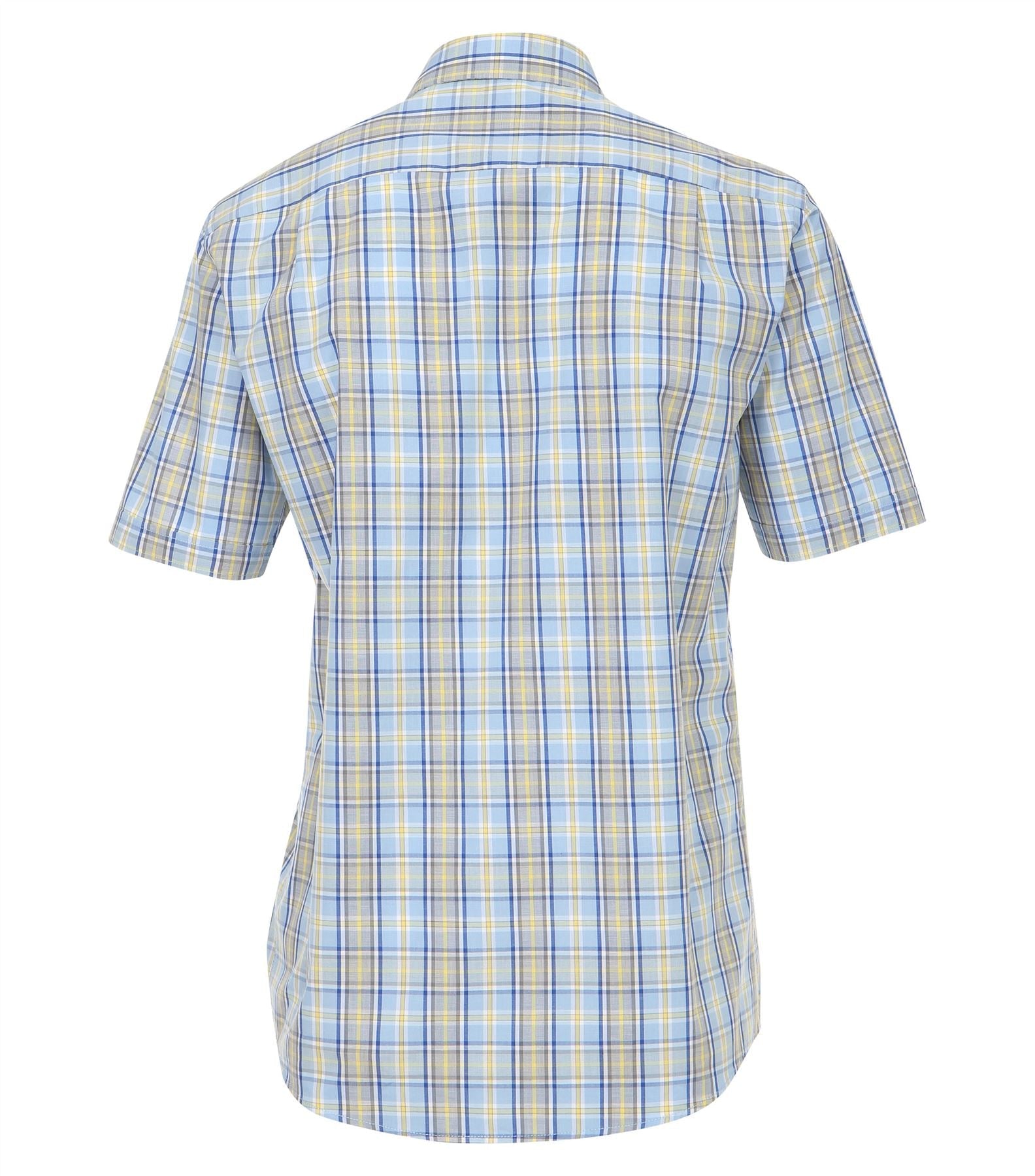 Casa Moda Premium Cotton Short Sleeve Checked Shirt (972728500) in Blue/Yellow