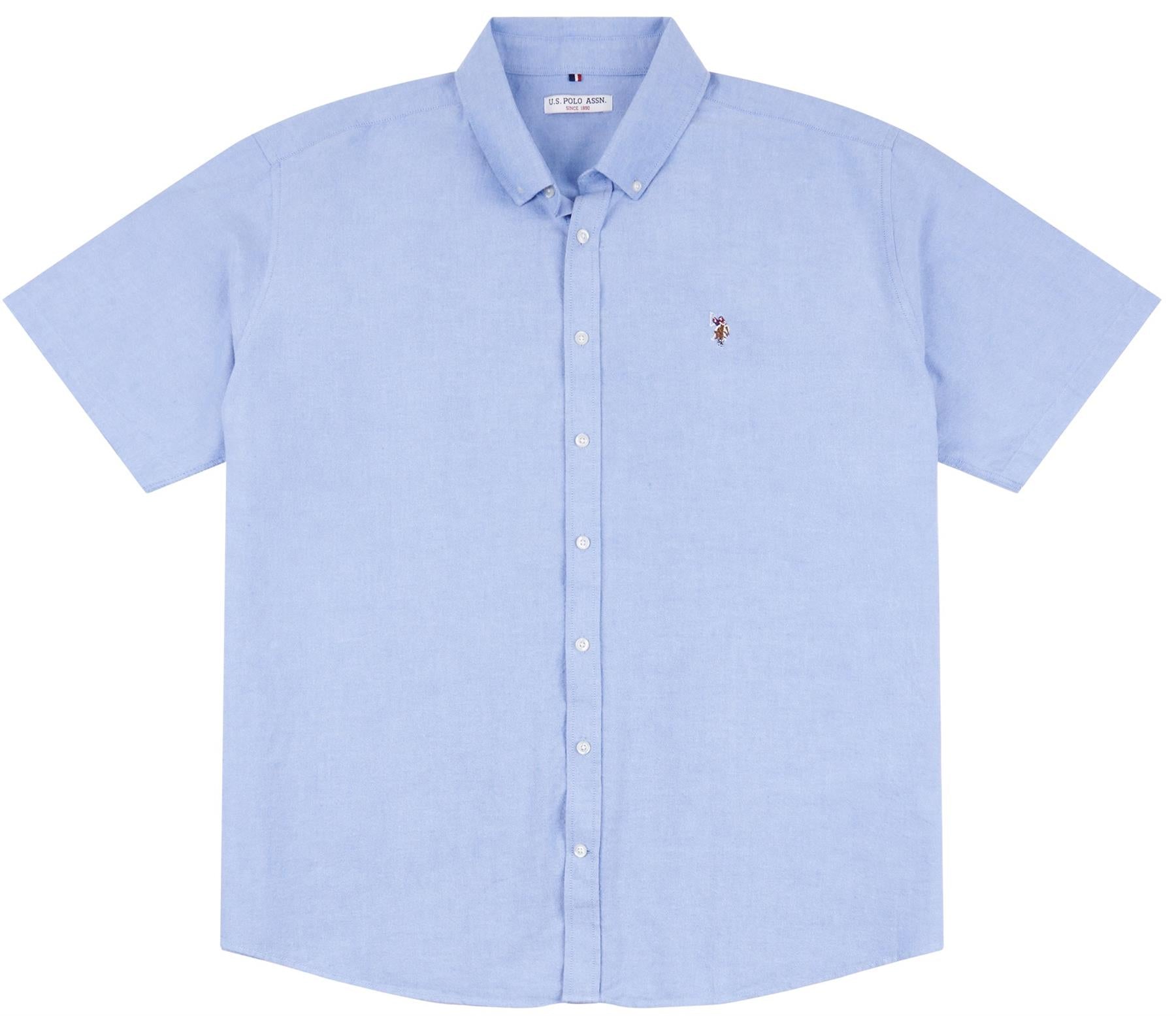 US Polo Plus Size Oxford Short Sleeve Shirt in Blue Yonder, 3XL