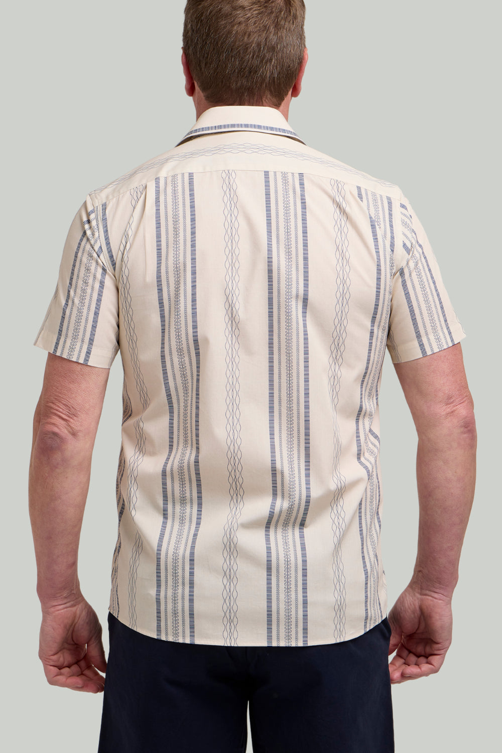 Double TWO Stripe Short Sleeve Shirt For Men in 2 Colours, M-5XL